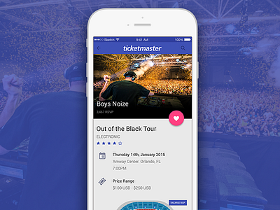 Ticketmaster App Redesign app design event ios material ticketmaster tickets ui