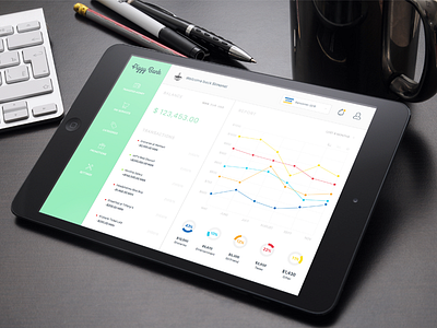 Piggybank iPad UI app banking dashboard graph ios ipad money ui