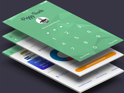 Piggybank iPhone App app banking dashboard finance ios money piggybank ui