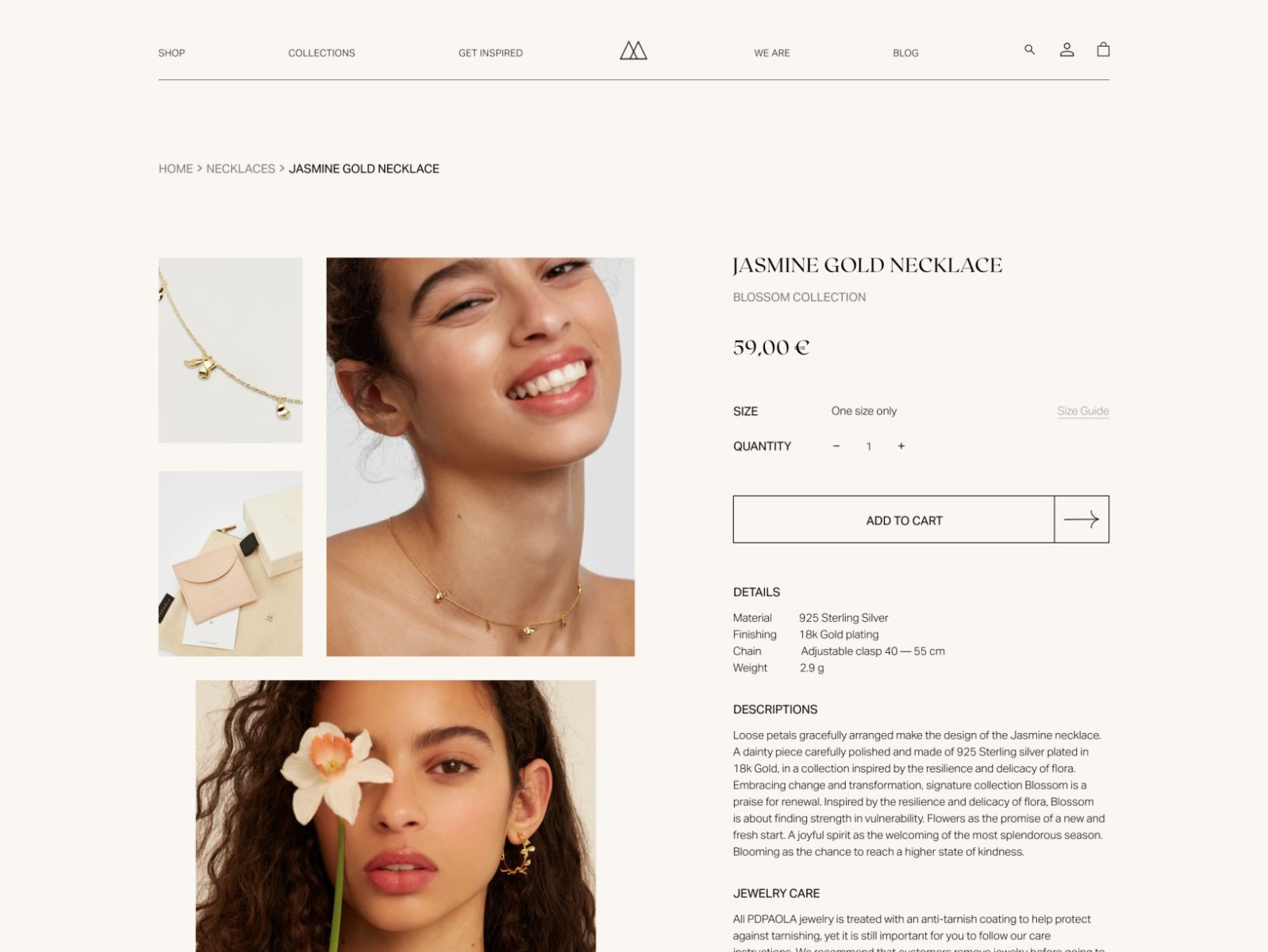 PD PAOLA item page ecommerce ecommerce design eshop item page itemcard jewelry shop minimal uxuidesign