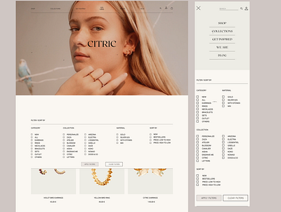 PD PAOLA jewelry catalog catalog ecommerce eshop filters jewelry shop menu mobile minimal uxuidesign