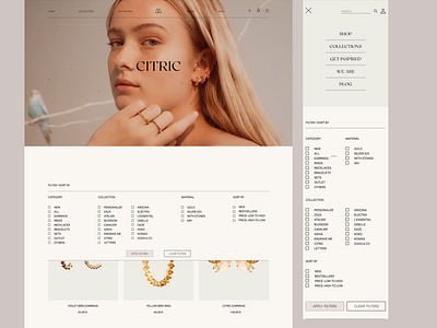 PD PAOLA jewelry catalog catalog ecommerce eshop filters jewelry shop menu mobile minimal uxuidesign