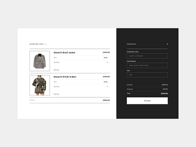 Shopping cart and checkout advertising brand dailyui diesel userexperience ux web webdesign webpage websitedesign