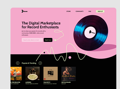 Discos - Online Record Store Design Concept branding design erykah badu landing page landing page design tyler the creator typography ui ui design ux webdesign website design