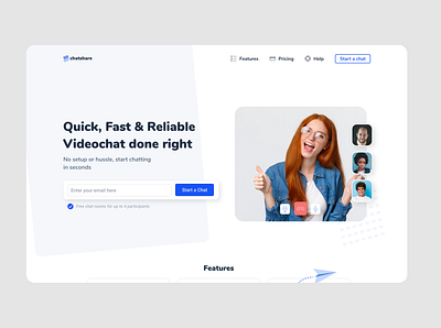 Landing page Design - Video Chat App app design typography ui ui design ux ux design webdesign website design