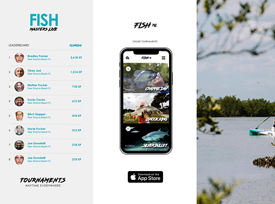 Fish Masters Live google amp ios app design landing page design