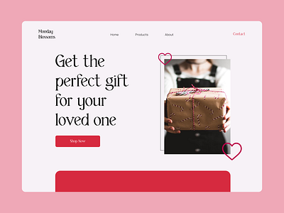 Gift Store Landing Page branding color dailyui design landing page minimal typography ui valentine web design webpage website design