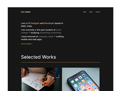 Free Portfolio in Figma app dailyui dark design designer minimal portfolio simple web design