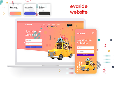 evaride website design brand identity herobanner homepage landingpage rideshare web design webapp