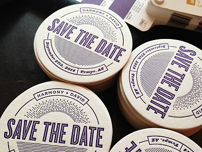 Save the Date Coaster Printed coaster invitation letterpress save the date wedding