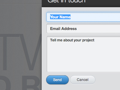 JoshHemsley.com Contact Form form contact input focus blue gray modal josh hemsley