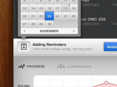 Kept UI - Calendar Dates / Chart Intro blue calendar chart dates gray interface ui