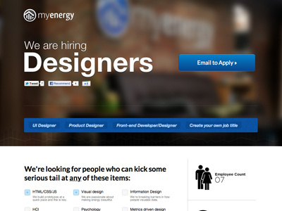 Hiring Designers! big image careers design hiring myenergy