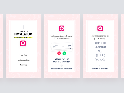 Joy Instagram Stories ad advertising app finance fintech instagram iphone joy mobile money pink stories