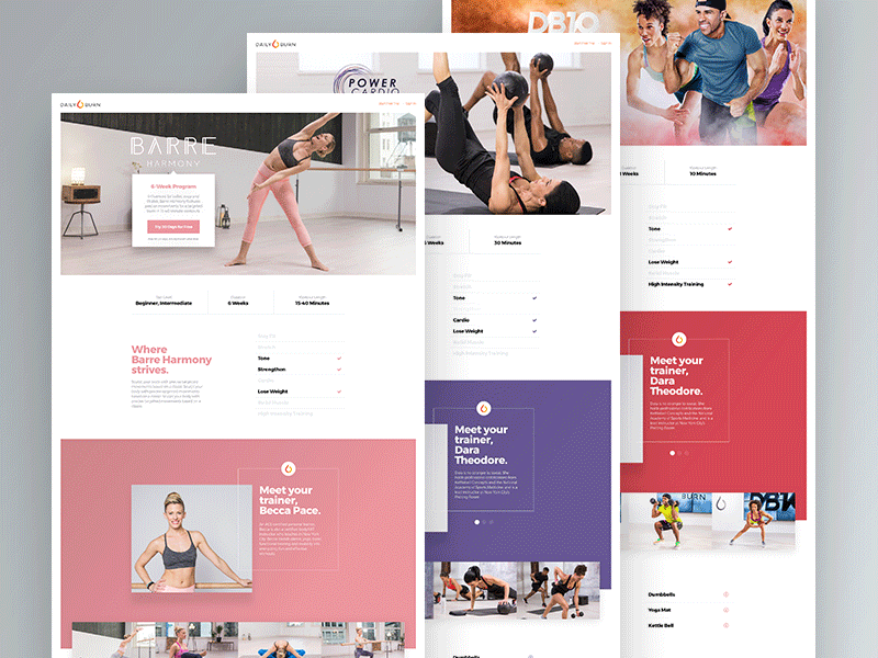 Daily Burn — Program Landing Pages daily burn fitness landing page startup website