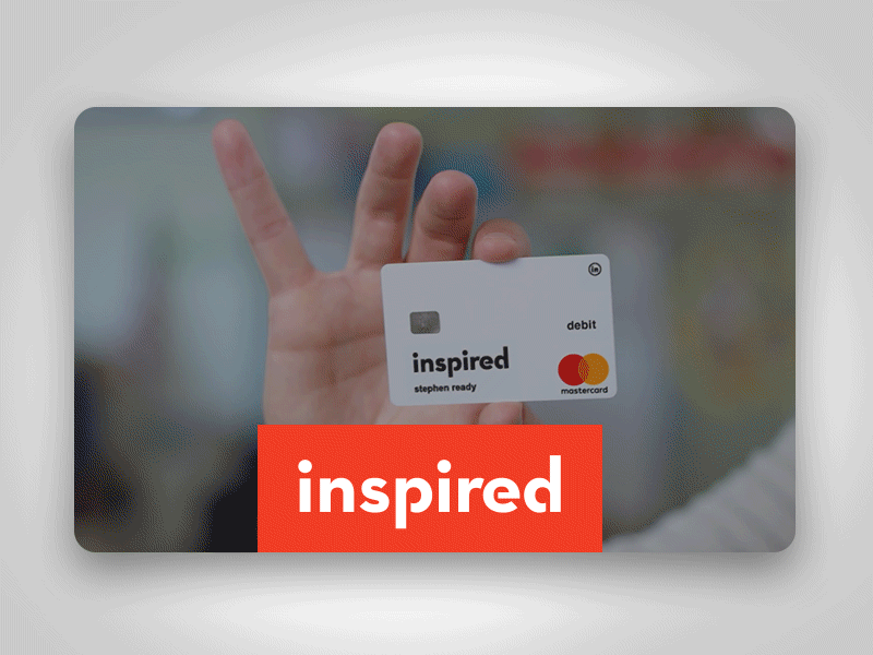 Joining @Inspired! branding debit card fintech for good giving inspired startup
