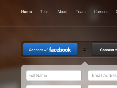 Homepage Sign up Form / Connect sign up form button facebook blue blur image blur homepage