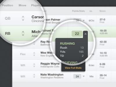 Game on... blue football gray green interface table ui zoom