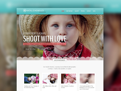 ShootWithLove.com Redesign - Photography Site big picture photographer cute for my flippin hot wife hemsley homepage kids natalie photography pink shoot with love teal