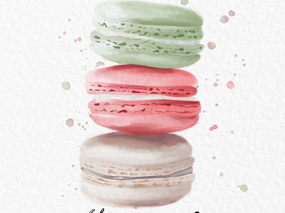 Procreate Watercolor drawing Macaroons