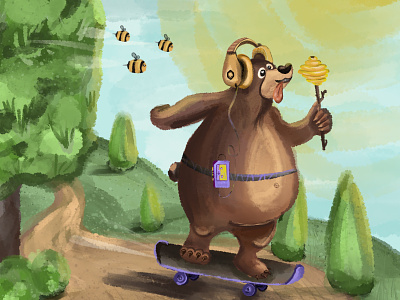 Risky bear applepencil design digital art digital illustration digital painting illustration procreate