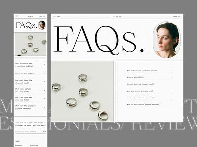 Vi de Vi - FAQ page aestchetic aesthetic bussines clean concept corporate elegance faq gold jewelry minimal modern silver ui user experience ux