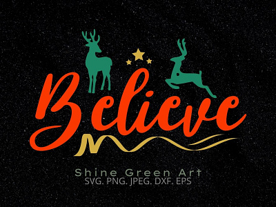 Believe Reindeer SVG Colored