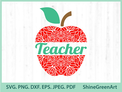 Apple Teacher Mandala SVG apple apple watch designer portfolio illustration illustration art mandala shirt design teachers vector illustration