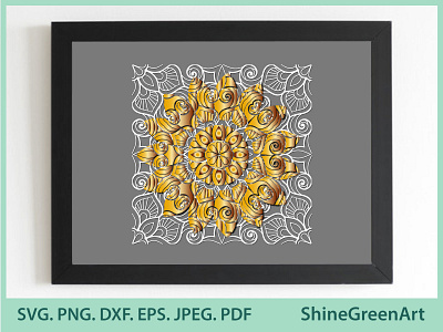 3D Sunflower Mandala - Shine Green Art