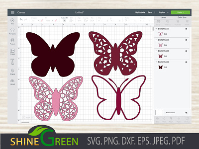 3D Layered Butterfly SVG