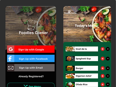 Foodies corner dailyui design ui