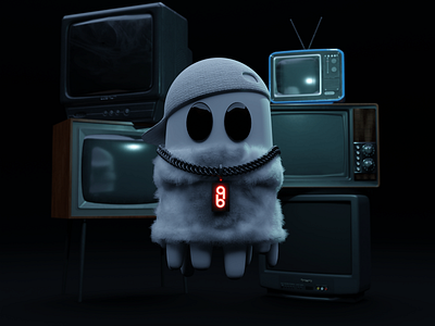Stylized quakky ghost 3D character art 3d 3d art animation blender blender 3d branding character graphic design logo motion graphics ui