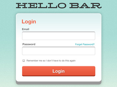 Login Form buttons hello bar login ui user interface website