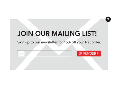 Mailing List Pop Up daily ui flat font mail mailing list pop up red simple ui