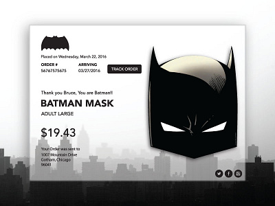 Batman Receipt batman black white daily ui e mailable receipt fade mask receipt simple superman ui uiux