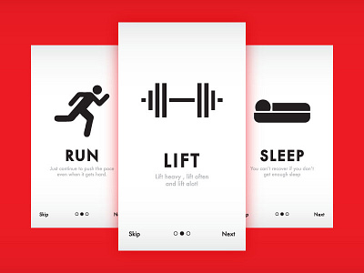 Onboarding Fitness custom daily ui digital fitness illustration mobile on boarding red simple user experience uxui