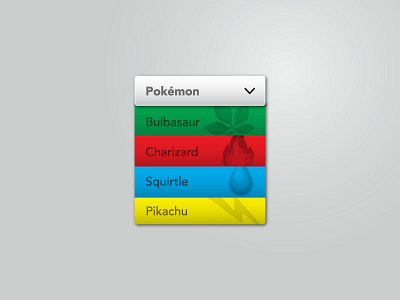 I Choose You Dropdown colors daily ui dropdown menu pokemon select theme ui uiux ux vector