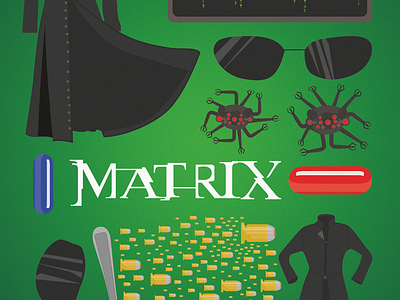Matrix Flat Design affiche art design flat graphic design icon illustration illustrator matrix minimal vector