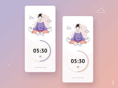 Meditation Timer app countdown dailyui dailyui014 illustration meditation mobile timer ui webdesign yoga