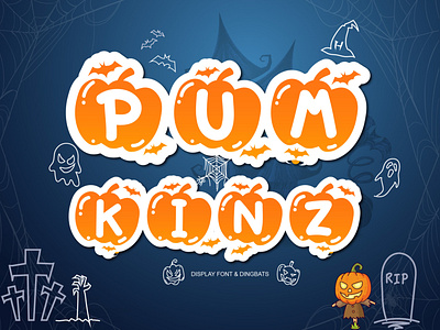 Pumkinz: Dingbats Font branding font design font family halloween design handwritten font illustration typography