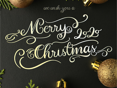 Merry Christmas Gold calligraphy christmas font design handwritten font