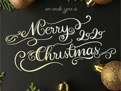 Merry Christmas Gold calligraphy christmas font design handwritten font