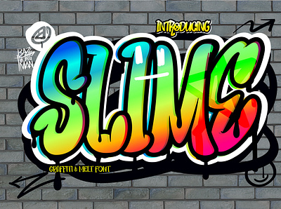 Slime Font font design graffiti font handwritten font