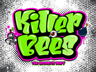 Killer Bees Font font design graffiti font handwritten font typography