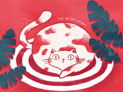 Cat on the carpet design illustration