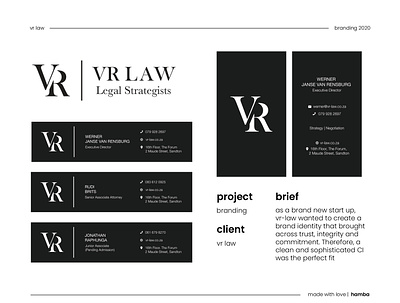 Branding/CI - VR Law black and white branding branding design business cards clean design corporate design corporate identity design email signature identity design law firm