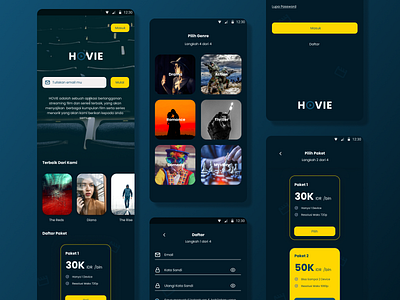 HOVIE (Home Movie) Application 2 app app design app ui application design figma film films illustration indonesia indonesia designer mobile mobile ui movie movie app ui ux