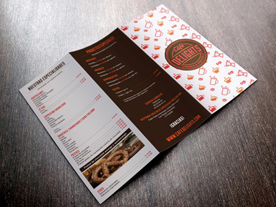 Delights Coffee Shop Menu coffee donut food logo menu pretzels promotional