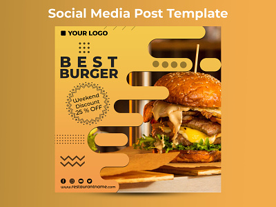 Best Burger Weekend Offer Social Media Post Template advertising advertising design advertising flyer festival festival poster poster design restaurant branding social media templates