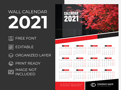 Corporate Business Agency flat wall Calendar 2021